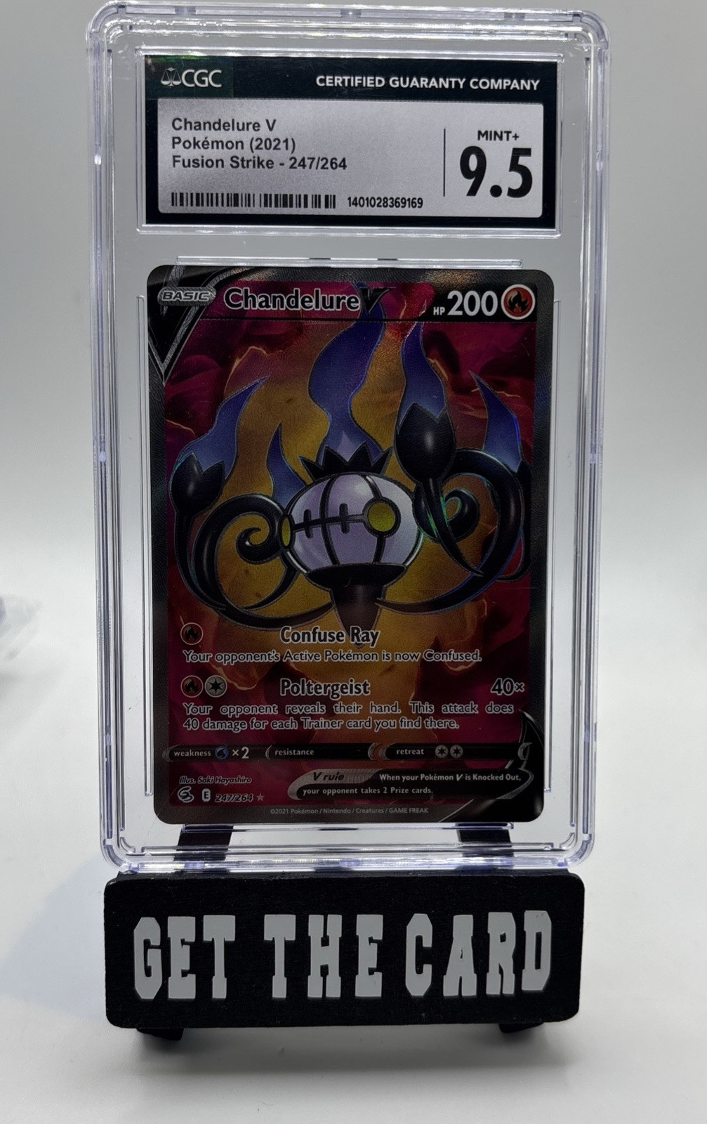 POKEMON 2021 Fusion Strike Full Art CHANDELURE V #247 CGC 9.5