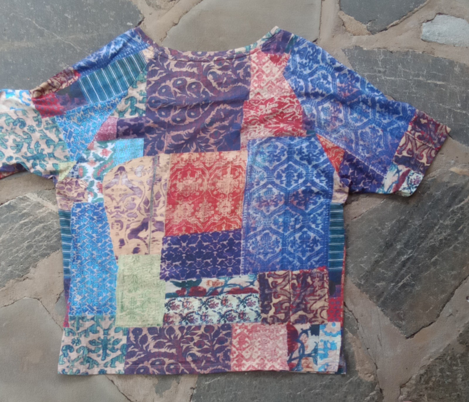 Peruvian Connection Patchwork Print Cotton Tee, S… - image 4