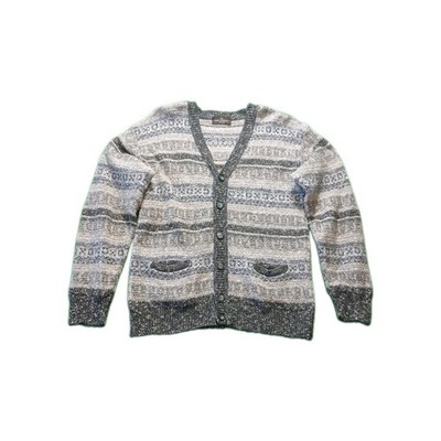 VTG Malagrida Italy Merino Wool Cardigan Sweater Mens M Geometric Fair Isle...
