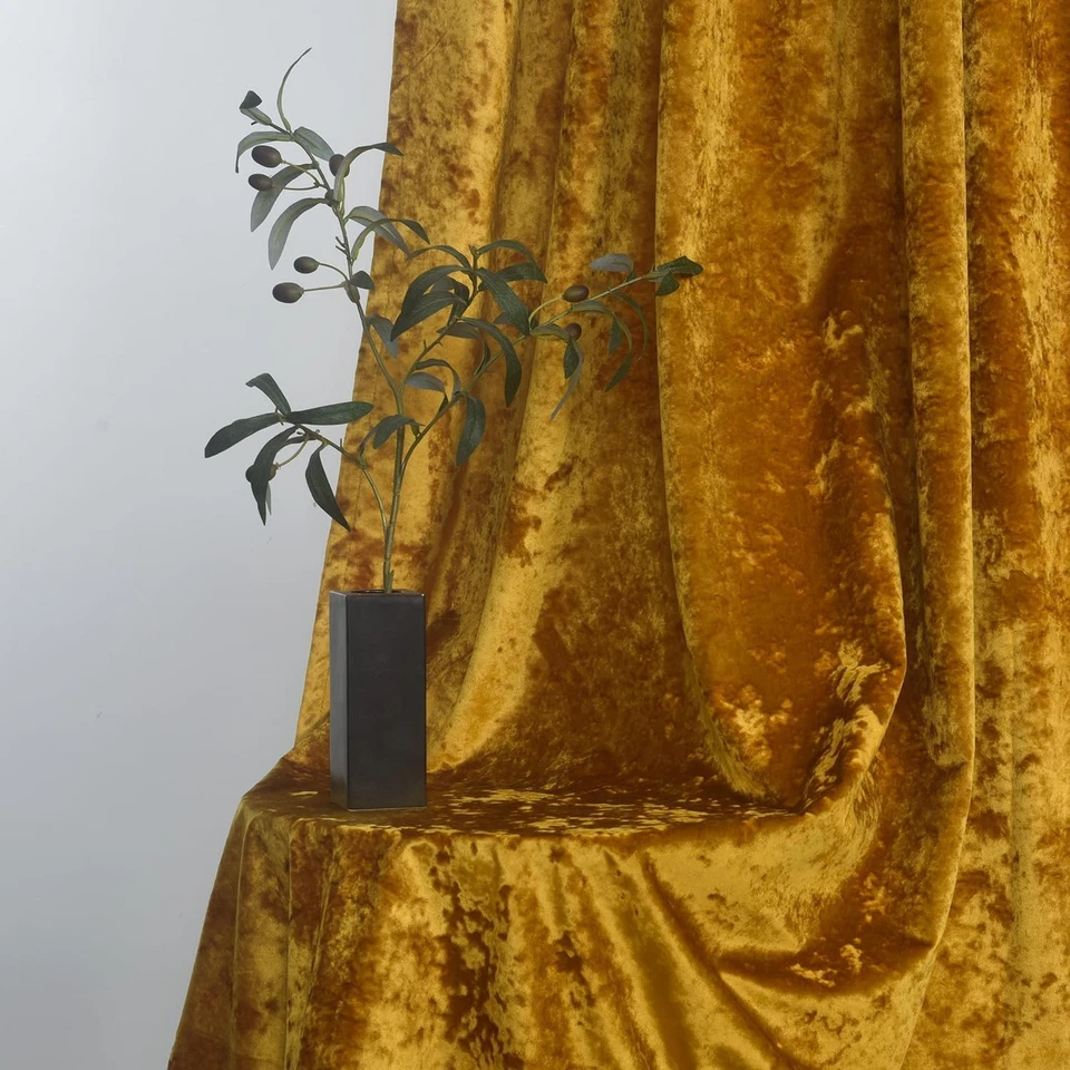 Lux Cortinas Terciopelo Triturado Dorado Cálido 2 52"W x 96"L (Pack de 2), Foto 4 de 4