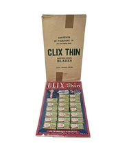Vintage 1940s Clix Razor Blades Display Card with Original Box 20 Packs Of 5