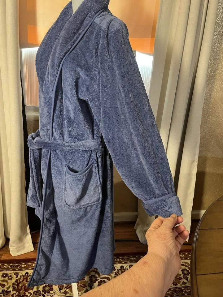 Мужской комфорт халат, синий, длинные рукава, халат для ванны, от Covington, размер подходит большинству - Изображение 3 из 4