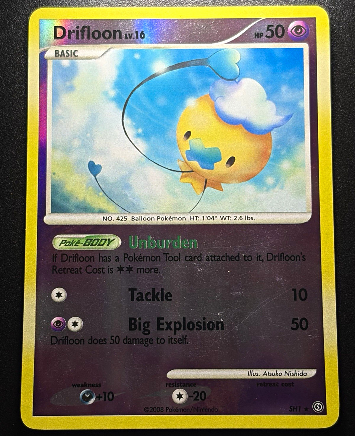 2008 Drifloon (Shiny) SH1 Stormfront Reverse Holo Rare LP