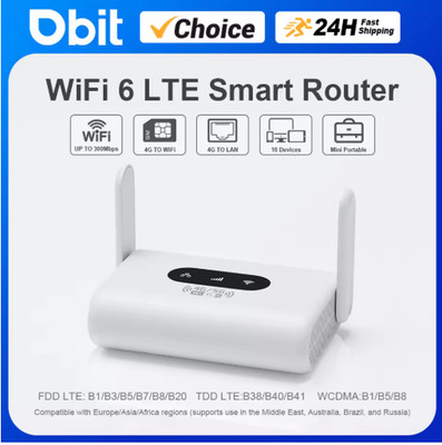 4G LTE WiFi 6 Router 300Mbps Portable SIM Card Modem Plug & Play