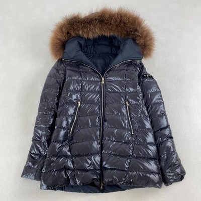W4237 TATRAS Down Jacket Reversible Raccoon Fur Hooded Glossy Nylon 