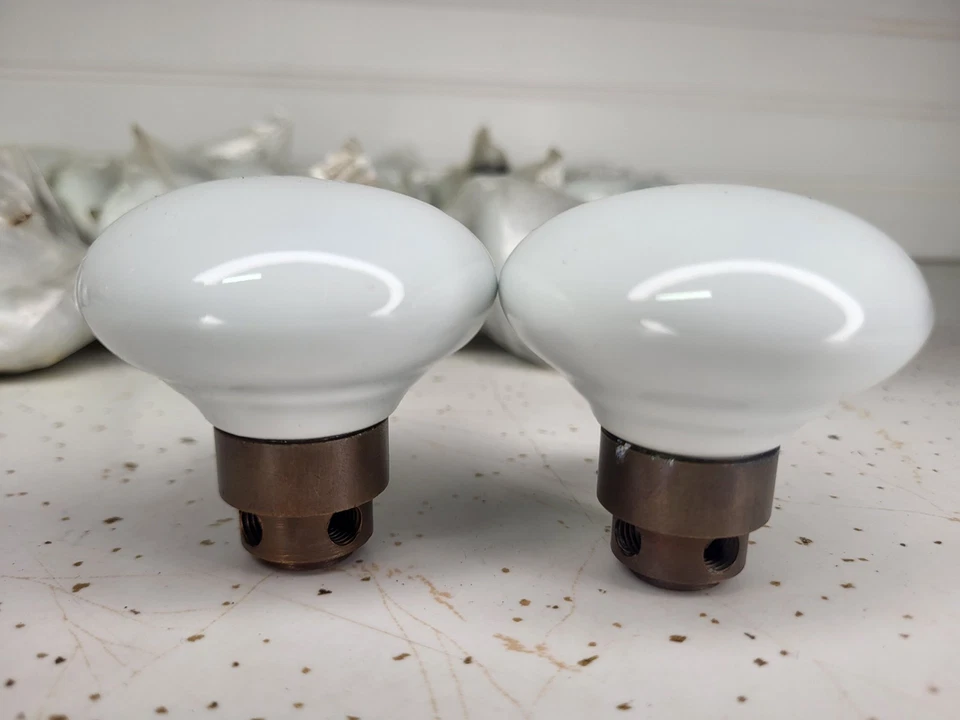 古董/复古白色瓷门把手 2 英寸意大利制造 — 第 4/4 张图片