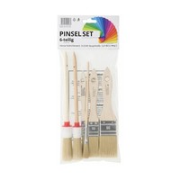 Pinsel Set 6- Teilig Rund Flach Borsten Malern Streichen Farben Lacke Lasuren