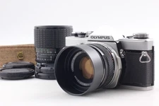 2lens [ Exc+5 w/ Hood Strap ] Olympus OM-1 Film Camera 50mm f1.8 Lens From JAPAN