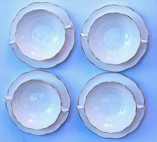 Spode Copeland China Double Handled Soup Bowls & Side Plates Set of 4 – White wi