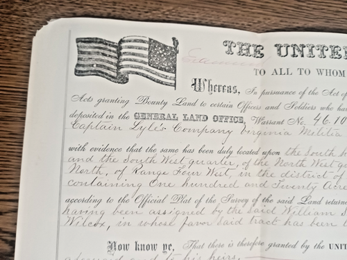 PRESIDENT ULYSSES S GRANT LAND GRANT with Secretarial Signature & Seal  5/1/1869 - Afbeelding 5 van 5