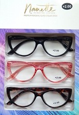 NANETTE LEPORE 3 PACK PREMIUM READING GLASSES READERS 1.50 2.00 2.50 NEW
