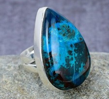 Blue Azurite Gemstone Handmade 925 Sterling Silver Jewelry Ring
