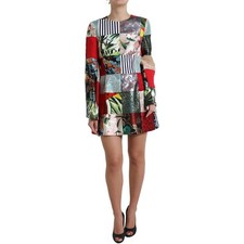 DOLCE & GABBANA Multicolor Floral Patchwork Shift Mini Dress IT44/US10/L  $3500