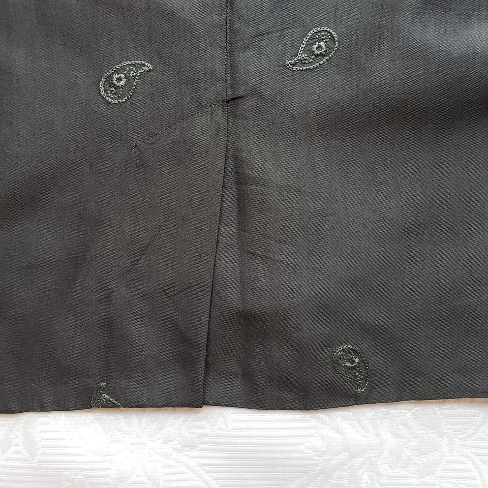 Falda informal esquinera 100 % seda talla 2 abertura trasera bordada cachemira gris oscuro forrada Foto 4 de 4