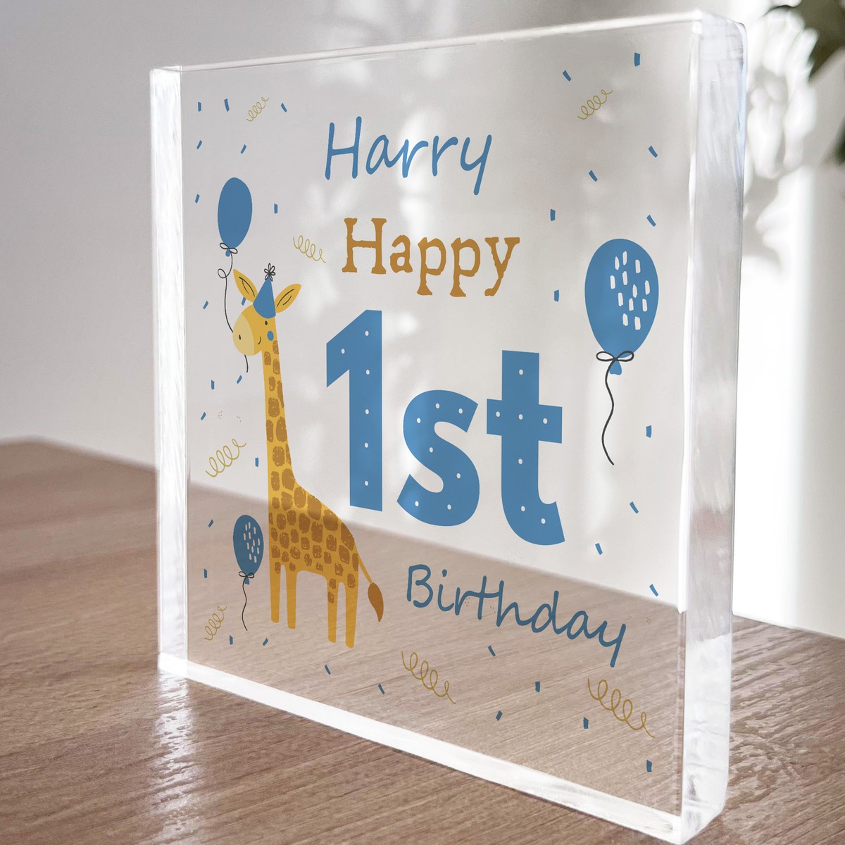 Personalised Happy 1st Birthday Gift For Baby Boy Son Grandson Acrylic Block