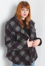 Oscar B Womens Knitted Coat Jacket - Patterned Purple - Size 16 (a30)