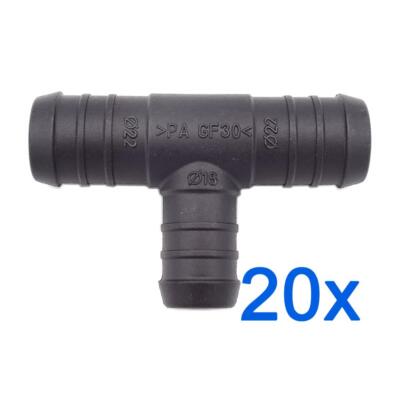 20 x YOU.S Schlauchverbinder Zwischenstück RGV Ø 22x18x22 mm T-Stück Reduzierer