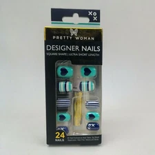 Pretty Woman Designer Ultra Short Square Shape Nails xox Design # PD6162 