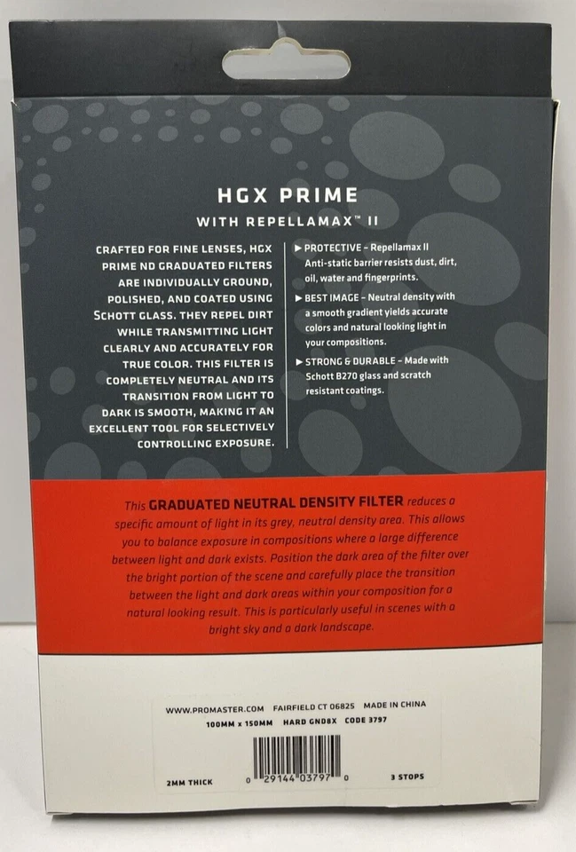 Promaster HGX Prime 100mm X 150mm HARD GND8X (0.9) Code 3797 3 Stops - Image 2 of 4