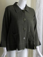 Habitat Sz Xs Green Crinkled Funky Art-to-wear Poet Jacket Top