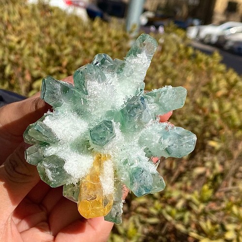 Green Ghost Citrine Crystal symbiosis Cluster Mineral Specimen Healing - 274g - 第 1/12 張圖片
