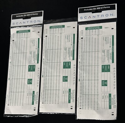 SEALED One Open TEST-100E Scantron 882-E  Compatible Testing Forms (3 Total)
