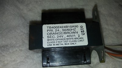 TRANSFORMER PRI. 24, 50/60HZ, ORANGE/BROWN SEC. 24V 40VA WHITE,-ORANGE/WHT-BRWN