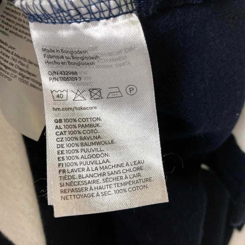 Camisa H&M Para Hombre Cuello Redondo Talla M Azul Blanco Rayas 100% Algodón Calce Relajado Foto 4 de 4