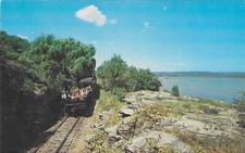 Vintage Train Railroad Chrome Postcard Valley Essex Depot Steam Antique Coaches