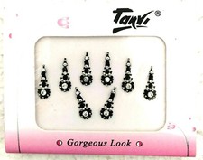 India Traditional Exclusive 8 Black Crystal Gem Bindi Sticker Forehead Tattoo