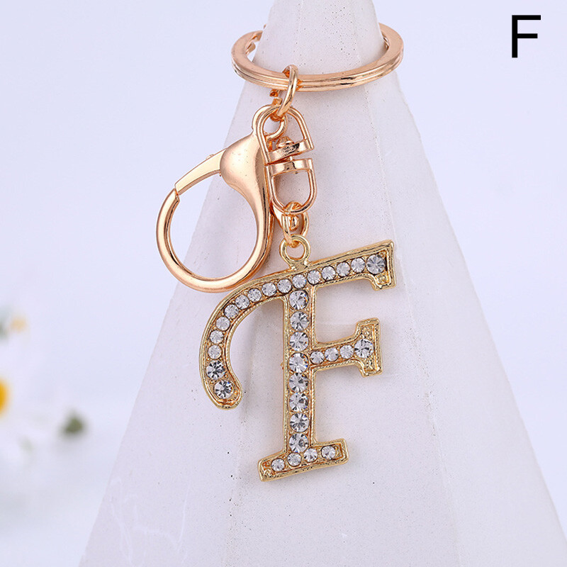 Rhinestone Initial Letter Key Ring Holder Alphabet Women Bag Pendant ...