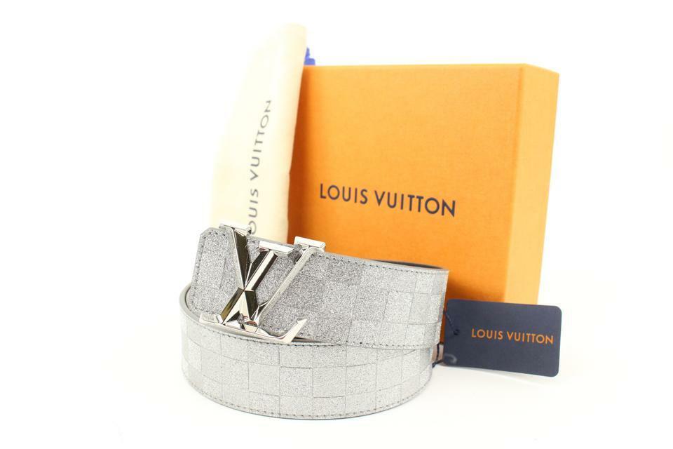 Louis Vuitton Glitter Silver Damier LV Pyramide 40mm Belt Louis Vuitton Glitter Silver Damier LV Pyramide 40mm Belt
