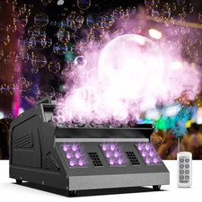 UKING 3000W Smoke Fog Bubble Machine RGB LED Light Stage Fogger Bubble Blower