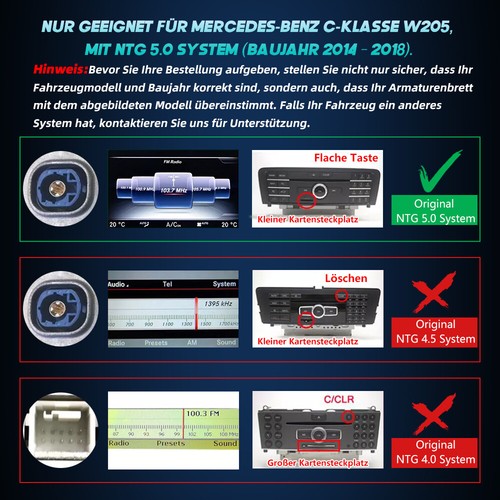 12,3" Android 14 Display GPS Navi CarPlay Mercedes C/GLC/V/X W205 Autoradio WIFI - Zdjęcie 12 z 17