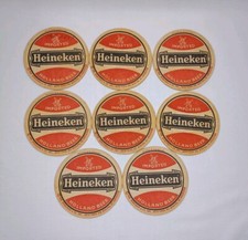 Vintage Heineken Beer Coaster Lot Of 8 Round 4" Paper Coasters W. Germany