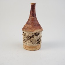 Studiokeramik Vase signiert Hooge 89 ca. 15,5 cm hoch braun Ritzdekor
