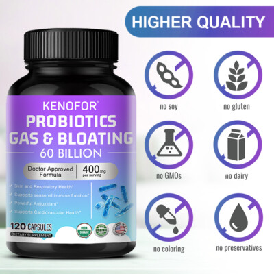 60 Billion CFU Probiotics Capsules- Digestive Gut Health,Encourage Healthy Aging