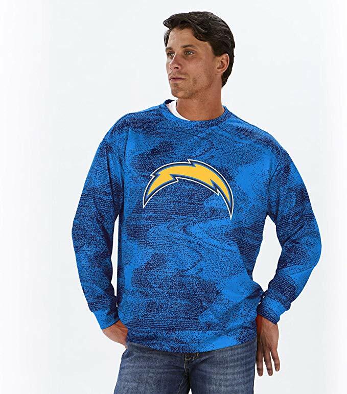 Мужская толстовка с круглым вырезом Zubaz NFL Football Mens Los Angeles Chargers Static