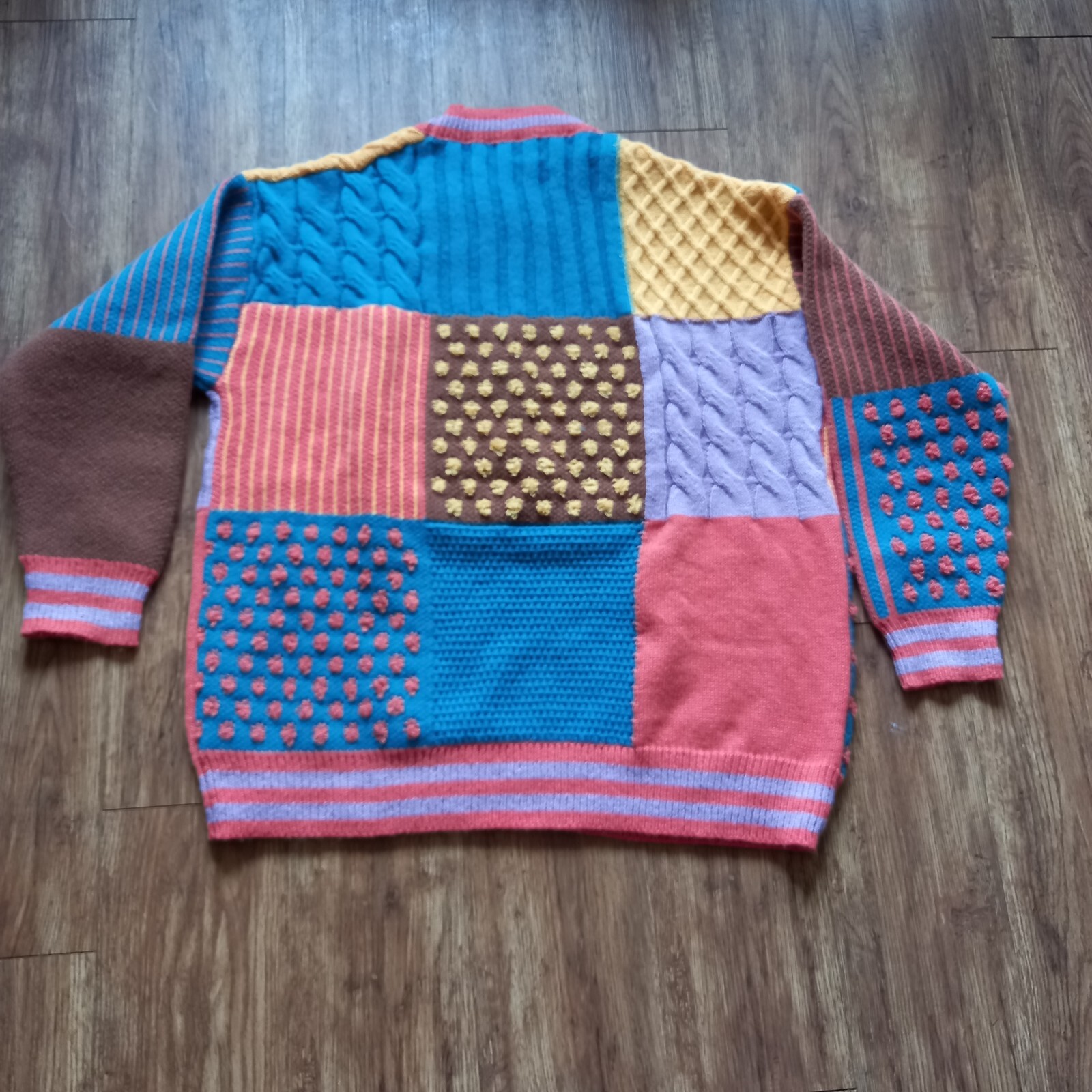 CIDER MULTI COLOURED PATCHWORK KNITTED JUMPER SIZE L eBay