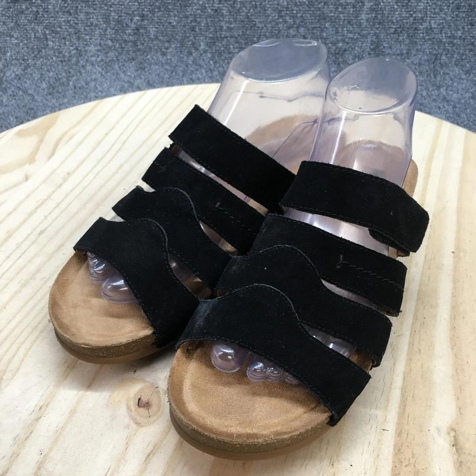 Sandalias de montaña blancas para mujer 8 M Fame con tiras deslizables cuero negro punta abierta Foto 3 de 4