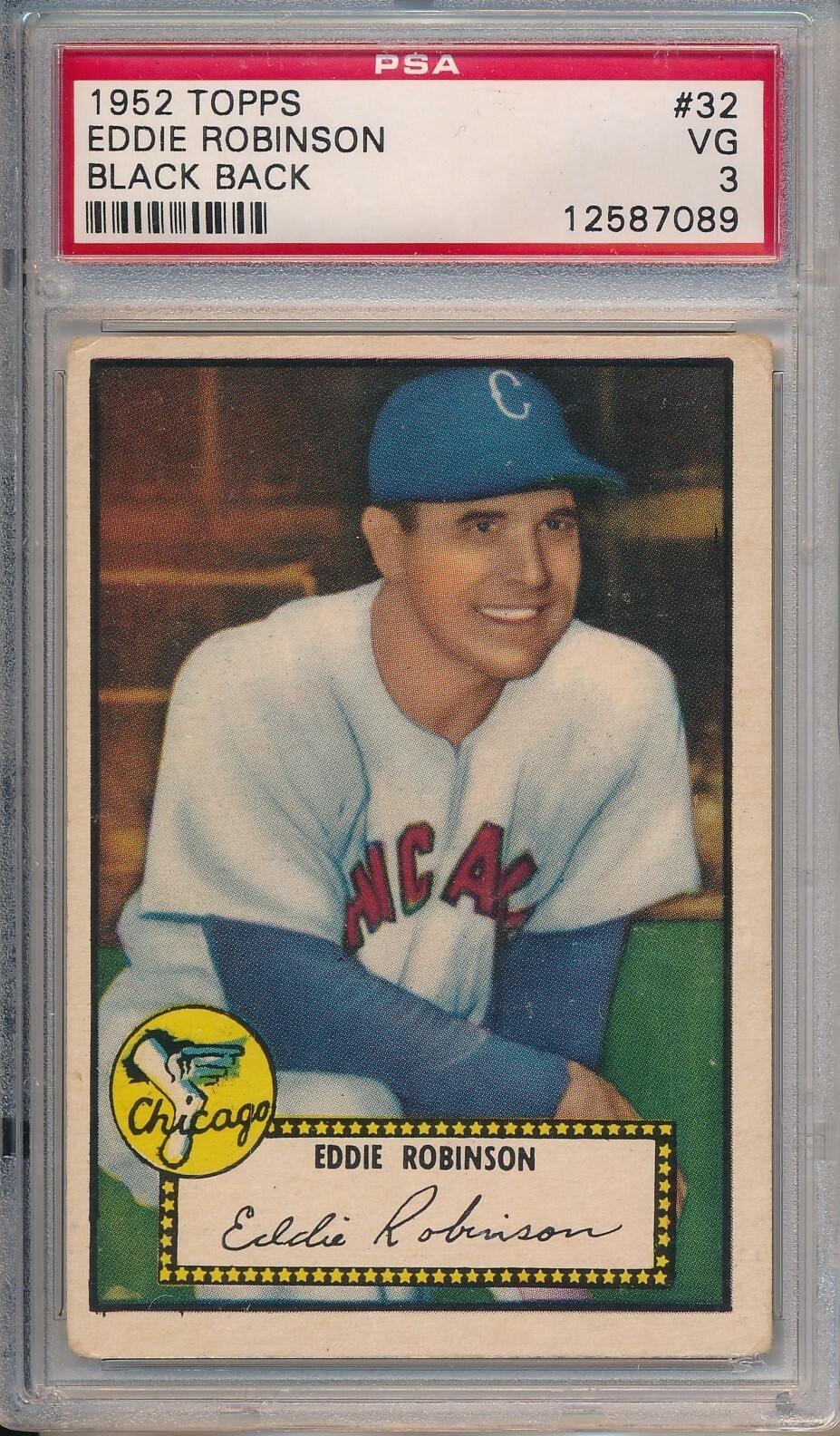 1952 TOPPS #32 EDDIE ROBINSON, BLACK BACK - PSA 3 VG (SVSC) *SET BREAK*