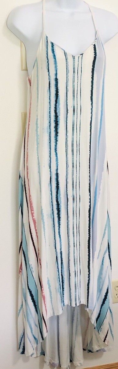 Antibes Blanc Dress Womens Small Maxi High Low Hem Striped Antibes Blanc Dress Womens Small Maxi High Low Hem Striped