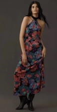 NWT Anthropologie Farm Rio Sleeveless Halter Bow Floral Midi Dress Sz Medium NWT