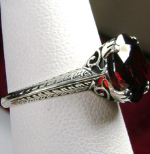 Garnet 3ct CZ Art Deco Sterling Silver Filigree Ring Custom-Made  D12