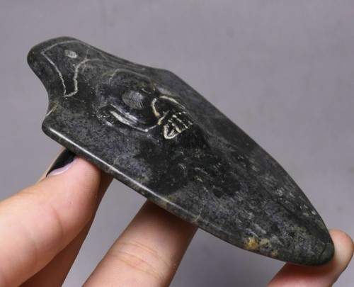 9cm Meteorite Iron (Black Magnet)Skeleton People Head Skull Token Amulet Pendant - Picture 5 of 5