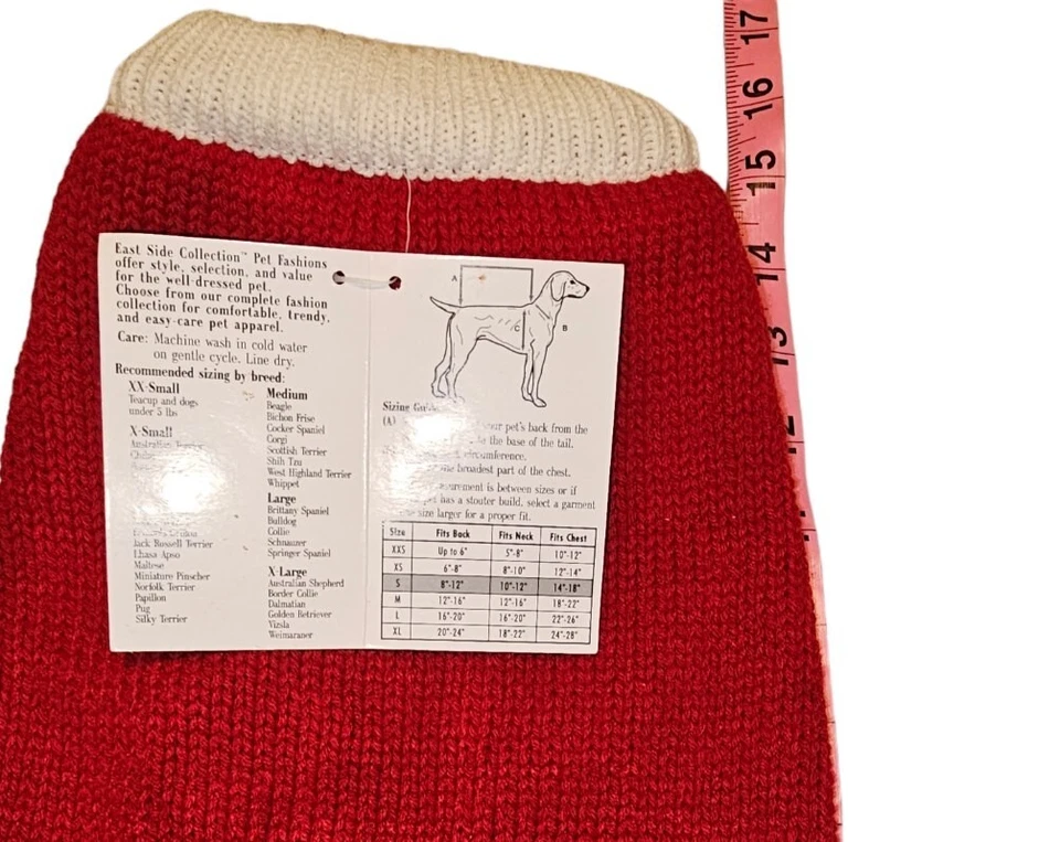Poncho suéter rojo navideño para perros talla pequeña  Foto 3 de 3
