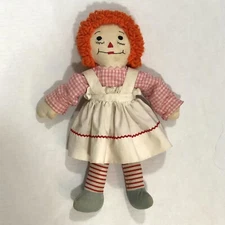 Vintage Raggedy Ann Homemade Rag doll 15” Orange Hair Handmade Clothes Quality