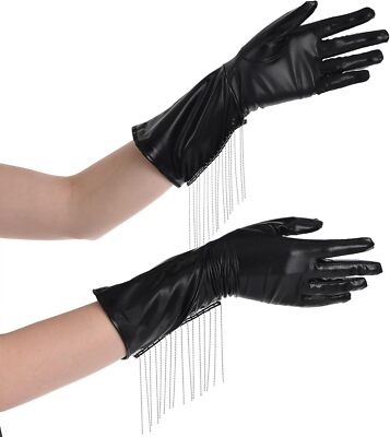 Ball Chain Fringe Gloves Cowgirl Fancy Dress Halloween Adult