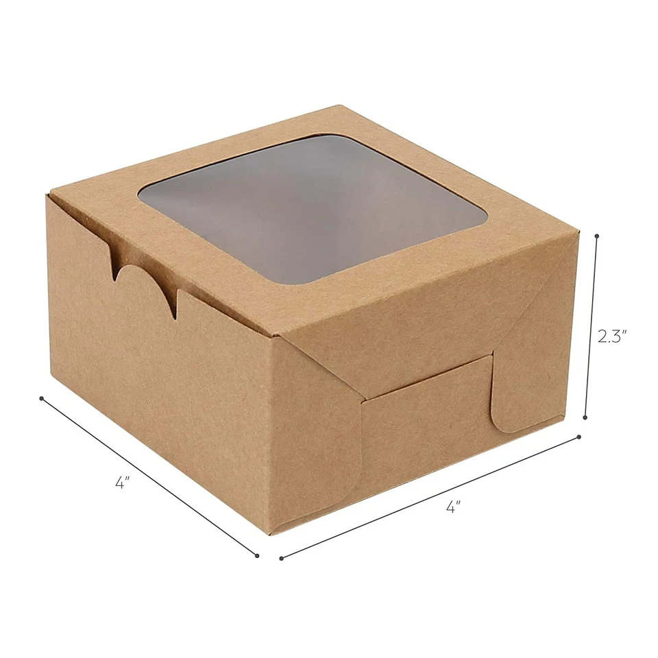 60 Piezas Cajas de Panadería con Ventana para Galletas Cupcakes Donuts Muffins 4x4x2.5" Foto 3 de 4