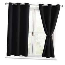 out Curtains for Bedroom - Light Blocking Noise 42"W x 54"L Pack of 2 Black